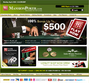 Screenshot van de Mansion Poker website